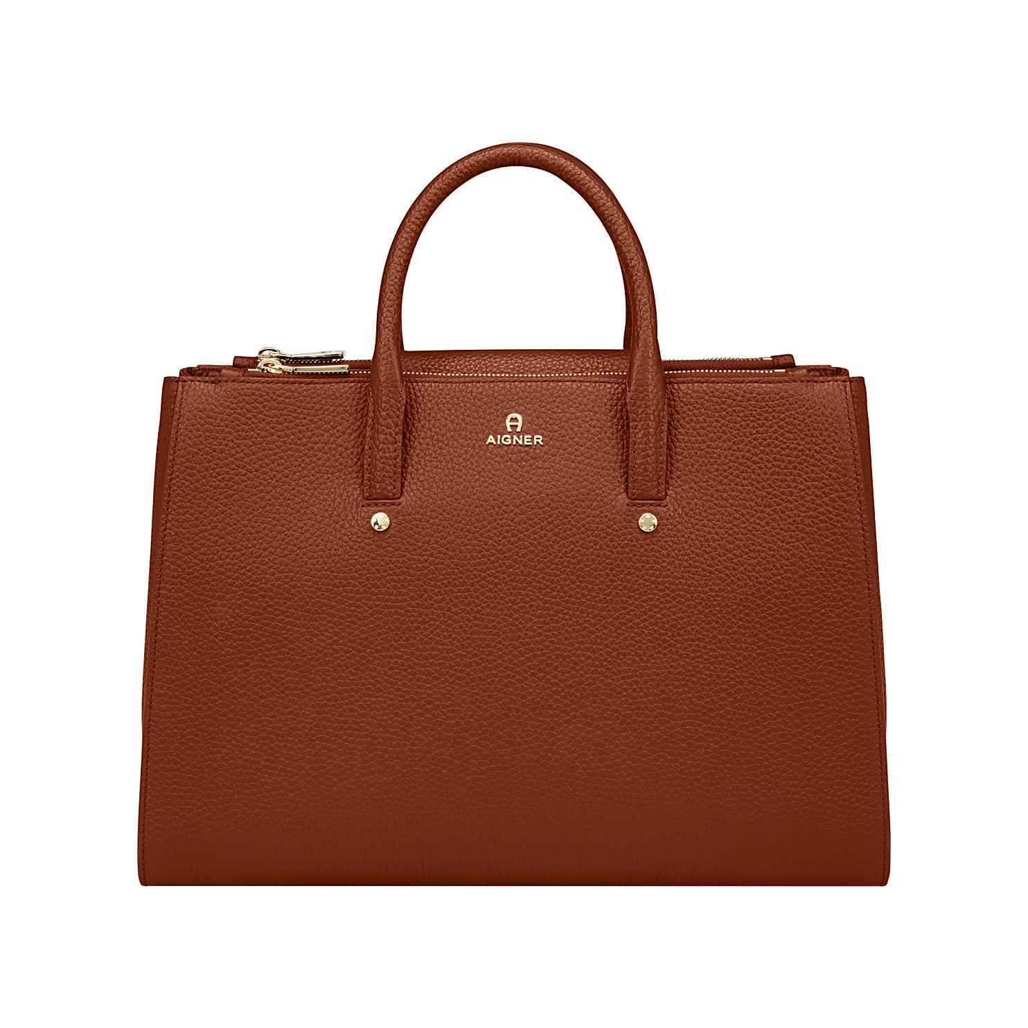 Leather Bag Aigner Ivy Handle Bag IVY HANDBAG L DARK COGNAC