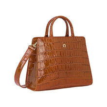 Load image into Gallery viewer, CYBILL COCCODRILLO HANDBAG S | COGNAC BROWN
