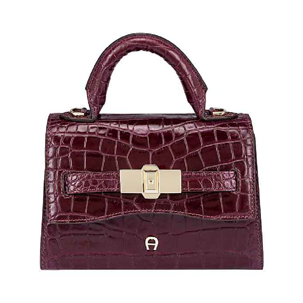 FARAH COCCODRILLO HANDBAG XS | PORT RED
