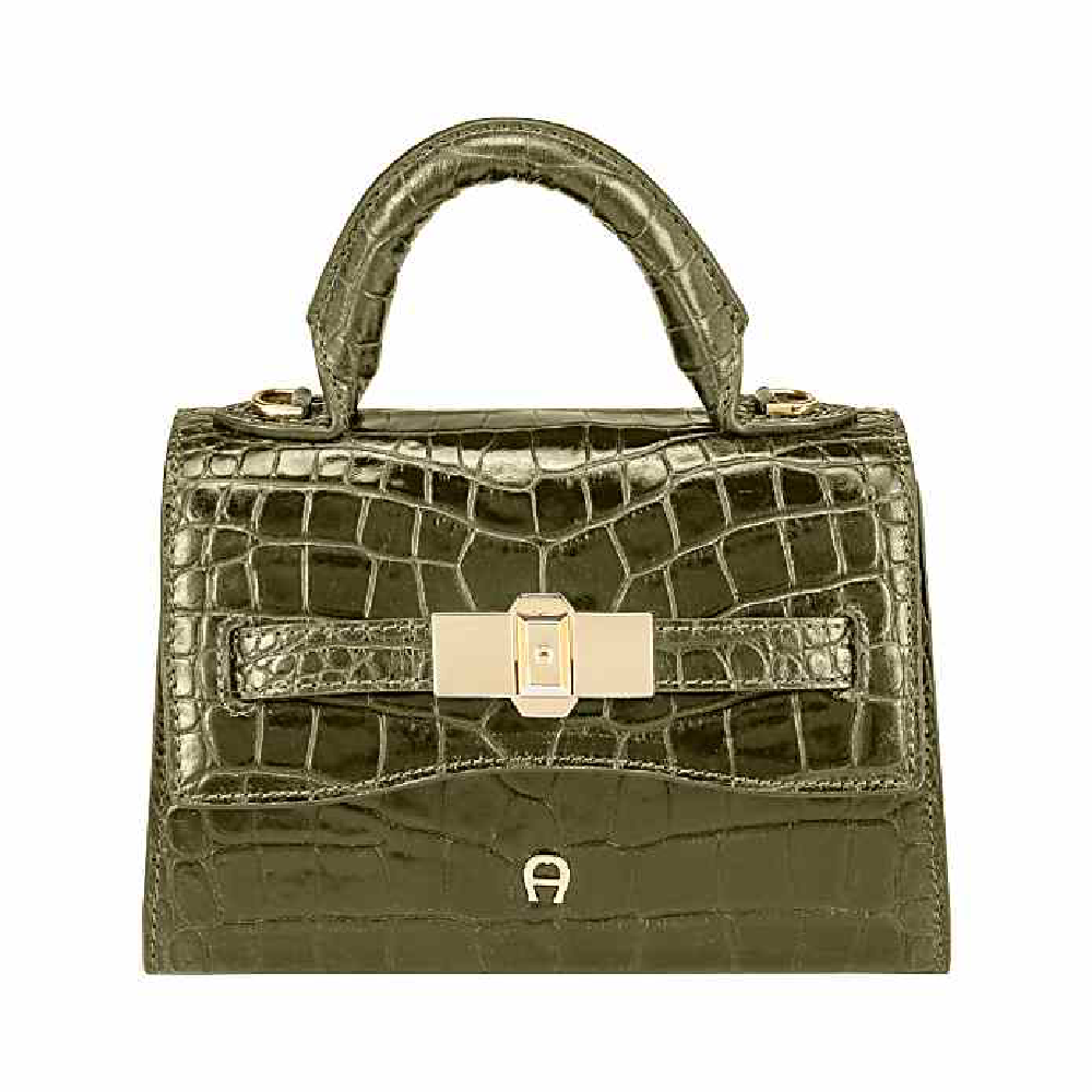 FARAH COCCODRILLO HANDBAG XS | DARK OLIVE