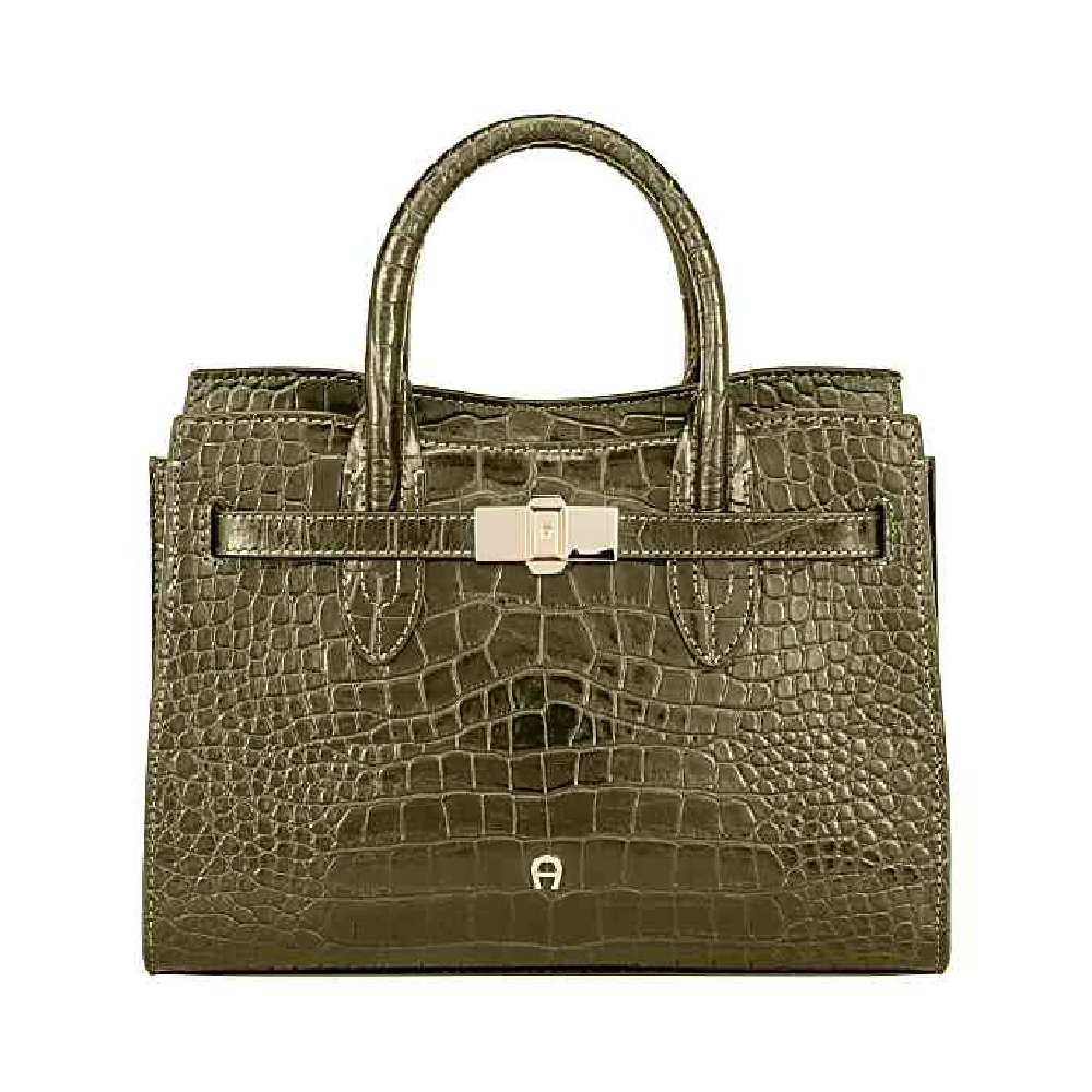 FARAH COCCODRILLO HANDBAG M | DARK OLIVE