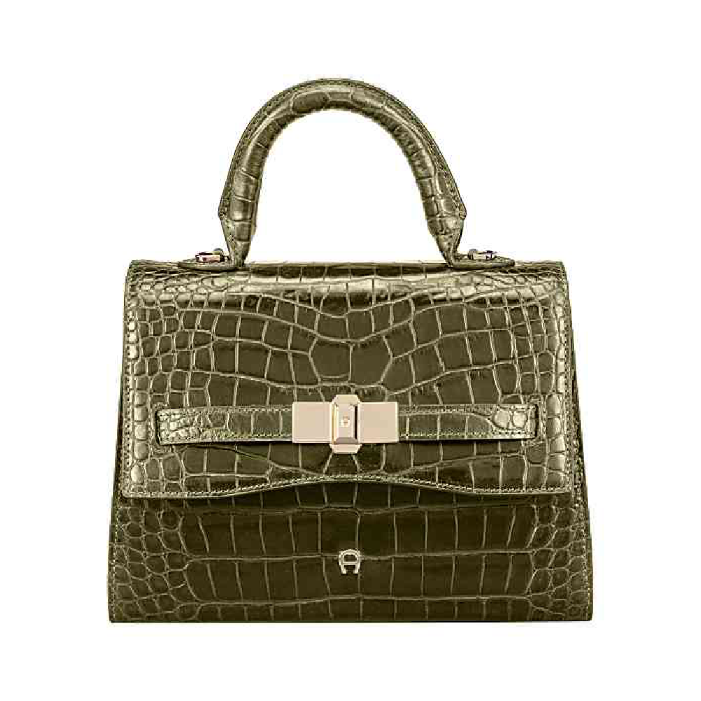 FARAH COCCODRILLO HANDBAG S | DARK OLIVE